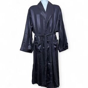 LONXU Men Long Satin Silky Robe Sz XL Purple Loungewear Belted Long Sleeves NWT‎